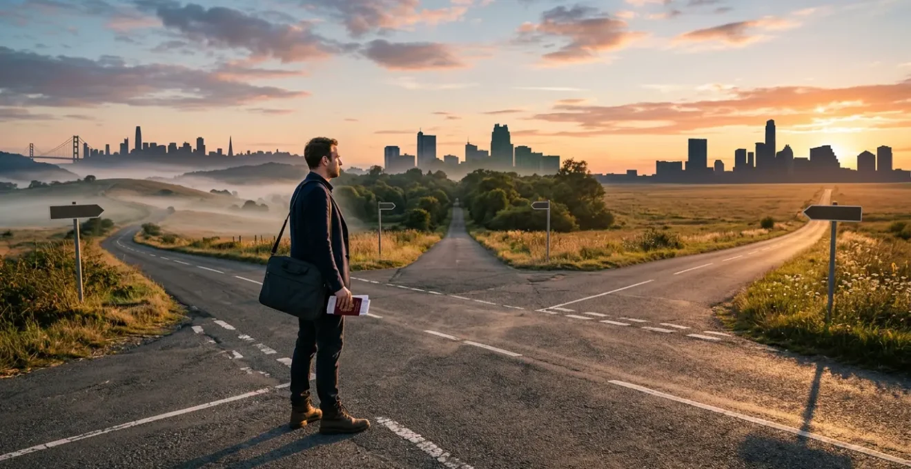 British professional at crossroads between multiple US city skylines