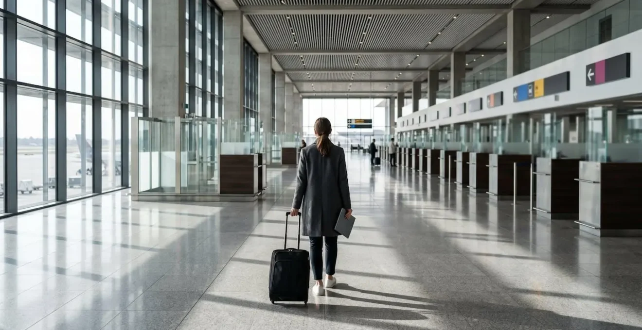 Organized traveler with documents ready at airport immigration area