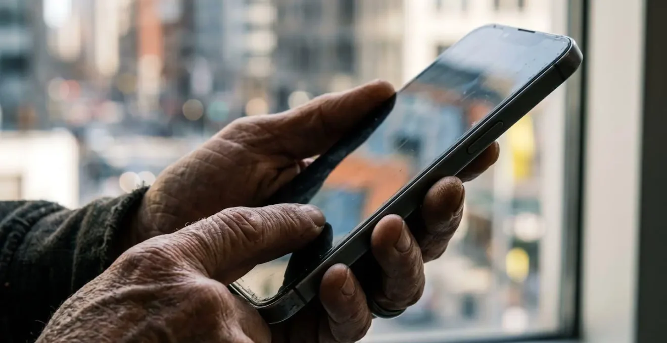 Close-up of hands holding smartphone displaying parking app map with available spots