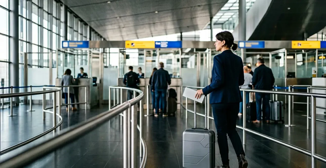 Professional traveler going through U.S. customs checkpoint with prescription medications properly organized